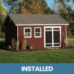 12x16 storage shed with the word installed visible, emphasizing its purpose as a storage solution