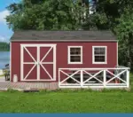 Backyard Wood Shed , A red shed with white trim stands beside a white fence, creating a charming rural scene