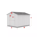 Dimensions of an 8x10 wood storage shed, showcasing its measurements for effective space planning and organization