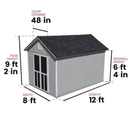 Meridian Deluxe 8x12 Wood Shed - Outdoor Wood Storage Shed (96 sq. ft.)