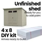 Highland Do-It Yourself 8 ft. W x 6 ft. D Complete Outdoor Wood Utility Shed with Palram Roof and Windows (48 sq. ft.)