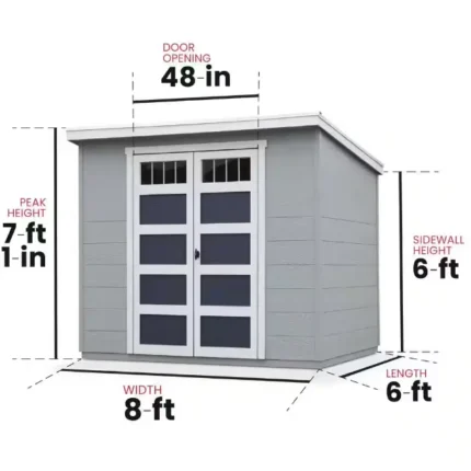 8x6 Shed - Highland DIY Garden Shed Kit, 48 sq. ft. Wood Utility Shed