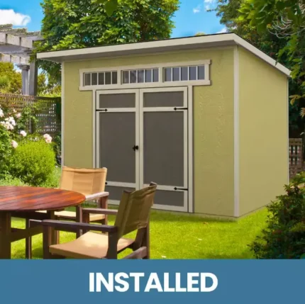 Professionally Installed Olympia 10x7.5 Shed, Modern Wood Shed (75 sq. ft.)